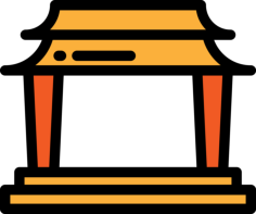 Chinese Temple Simple Line Art Svg, Free Vectors File